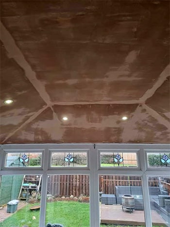 Showing plastered conservatory ready for decor